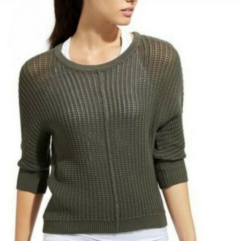 Athleta green open knit sweater fisherman